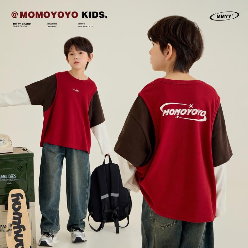 Boy s Color Block Faux Two-Piece Long-Sleeve T-Shirt 170