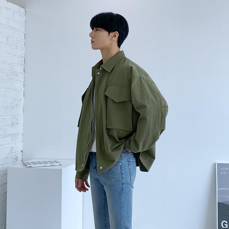 

Куртки мужские осенние новые рабочие куртки корейский стиль модная бейсбольная форма повседневная свободная осенняя одежда 2XL зелёный