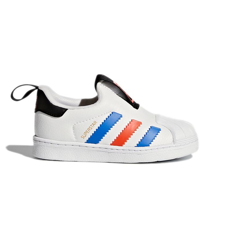 Adidas Originals Superstar Winter 360 Comfortable Versatile Low-Top Walking Shoes Baby Shoes White Blue Red BY9937