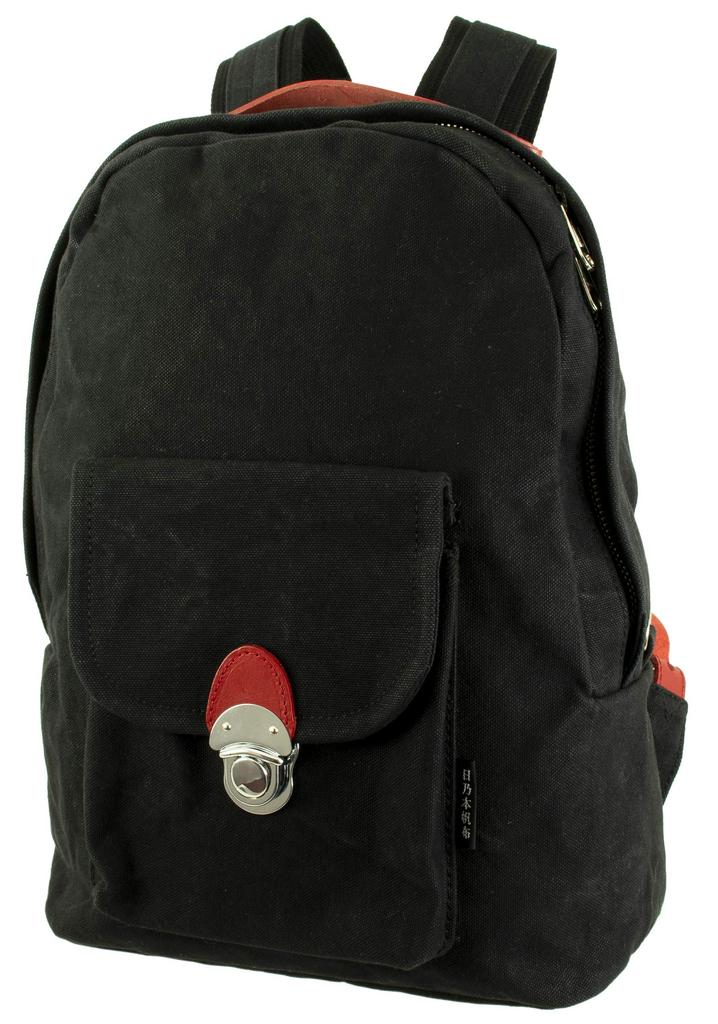 Hinomoto Canvas Backpack Canvas Daypack No.501 (Black)