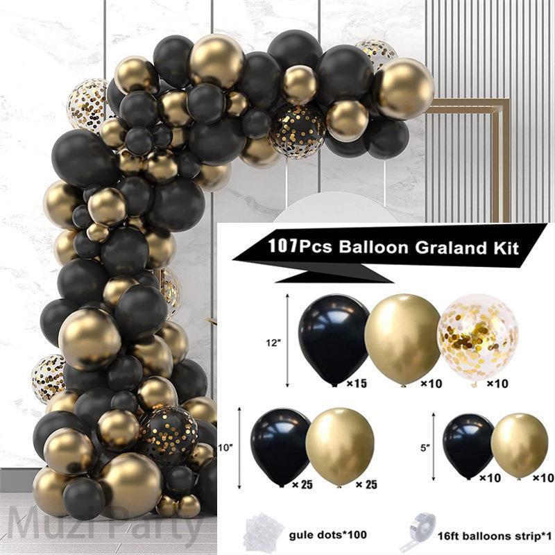 Birthday Arrangement Balloon Set Balloon Chain Black Gold Balloon Set Birthday Arrangement Package Balloon