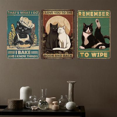Lustige Katzen Metallschilder Tierposter für Tierhandlung Zuhause Kinderzimmer Deko Eisenblech Vintage Bar Club Café Wandkunst Plaketten