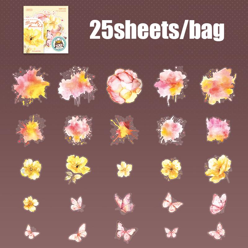 

Laser Butterfly Floral Stickers 25 Sheets For Scrapbooking Journal Hand Account DIY Decoration Collage Diary Supplies