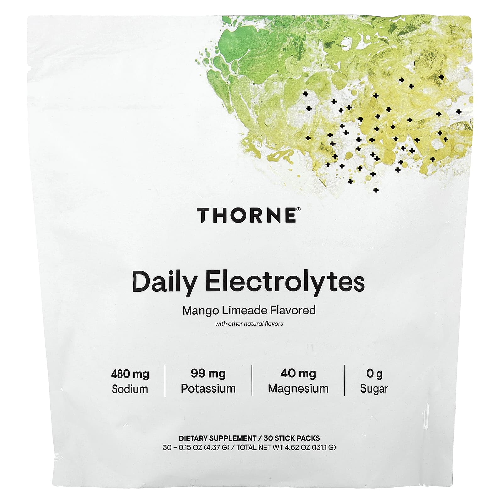 

Thorne, Daily Electrolytes, Mango Limeade, 30 Stick Packs, 4.37g (0.15oz) Each
