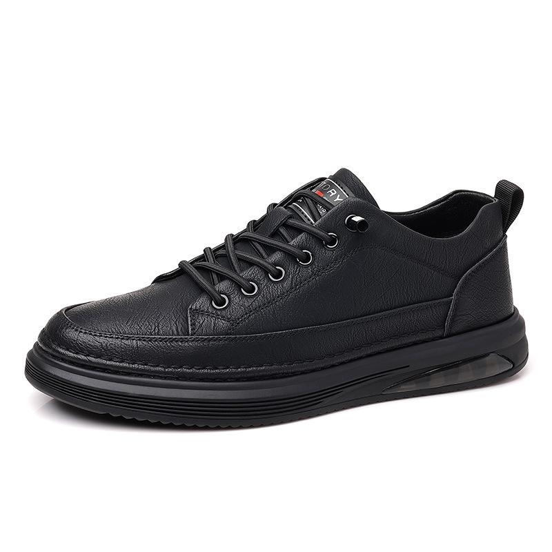 Low-top men's shoes low-top lace-up trend board shoes cowhide four-season shoes trendy shoes casual leather shoes 2025