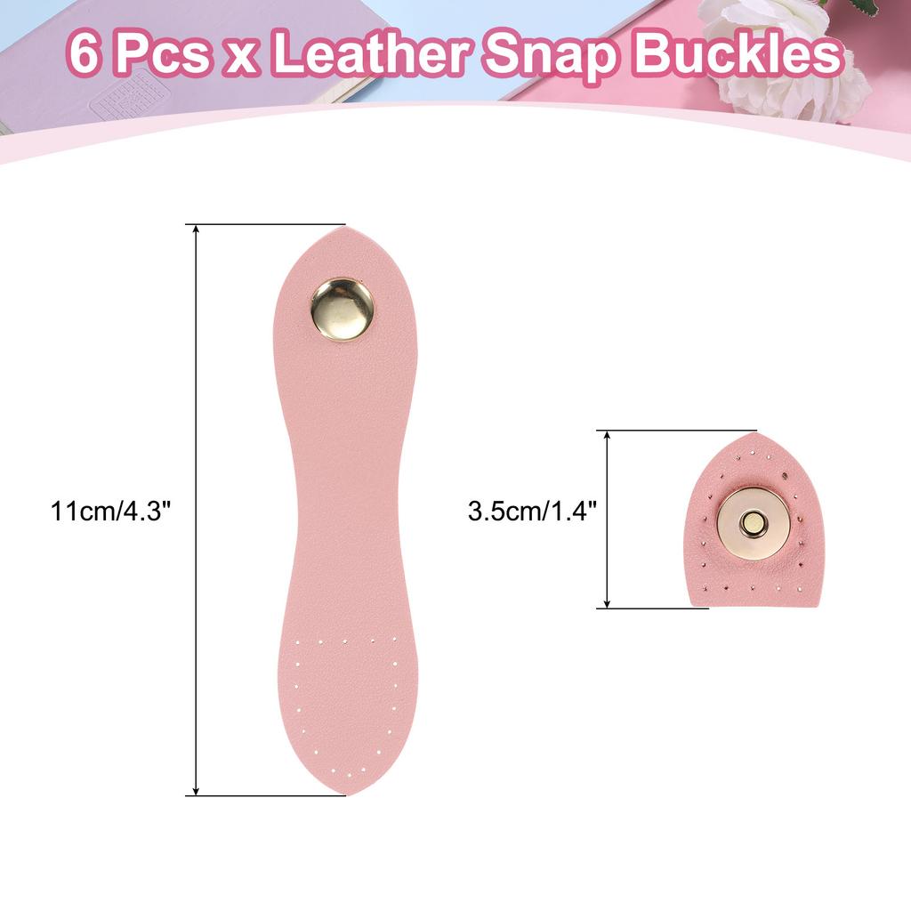 6pcs Leather Snap Buckles Sew On Toggle Closure Buckle Snap Buttons Tab Buckle Fasteners Buttons Replacement for Craft Sewing