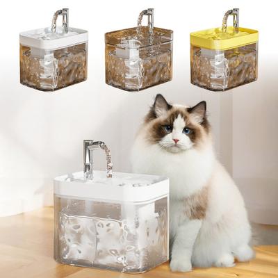 1,5 l transparenter Haustier-Wasserbrunnen, automatischer Katzen-Trinkspender mit 3 Filterschwämmen, elektrischer Haustier-Trinknapf für Hauskatzen und Hunde