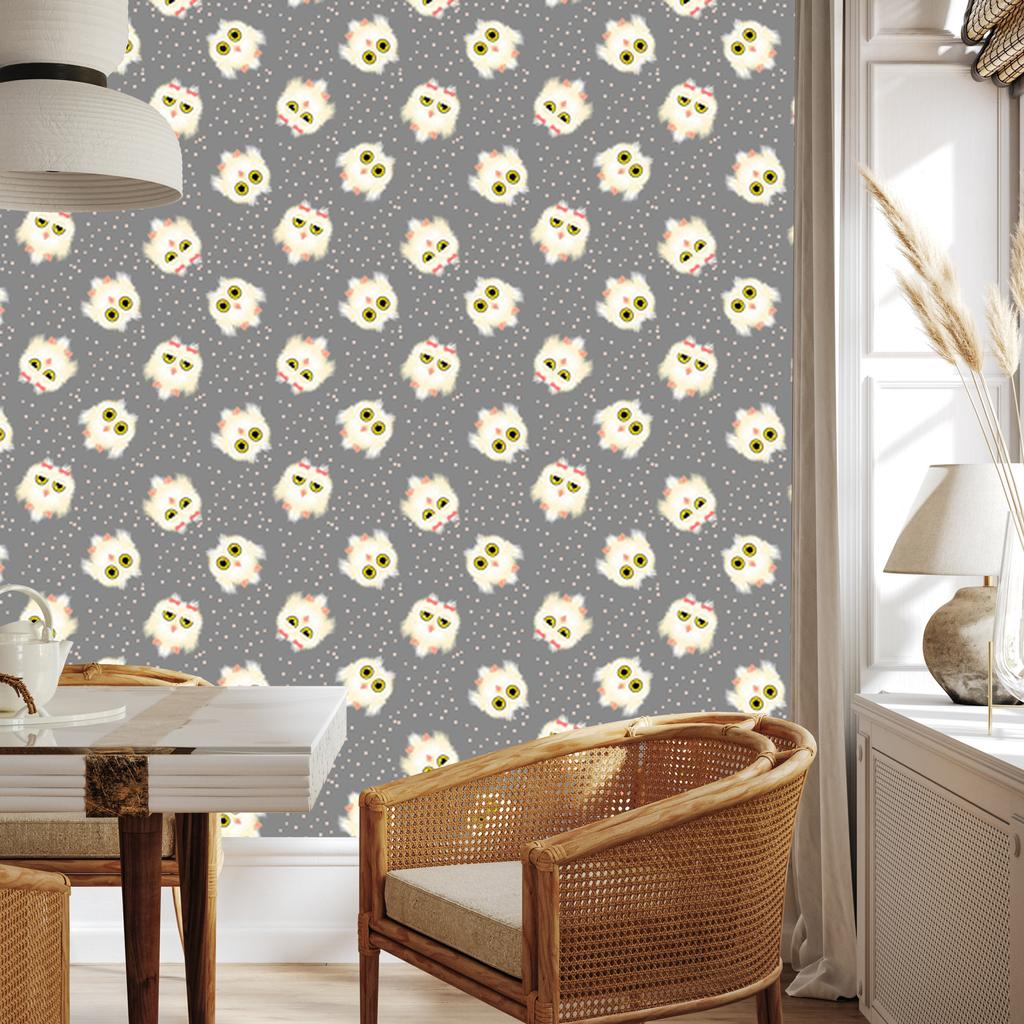 Owls and dots wallpaper for living room and bedroom 50x1000