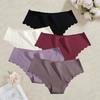 5PCS Seamless Silk Briefs Sexy Panties For Lady Mid Waist Comfortable Girl Silk Panty Female Underpants Woman Lingerie