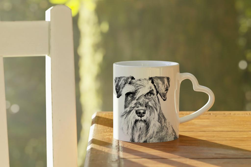 Schnauzer - Cup with a Dog, Adorable Cup with a Heart-shaped Handle, Universal Gift from the Art-Dog Brand