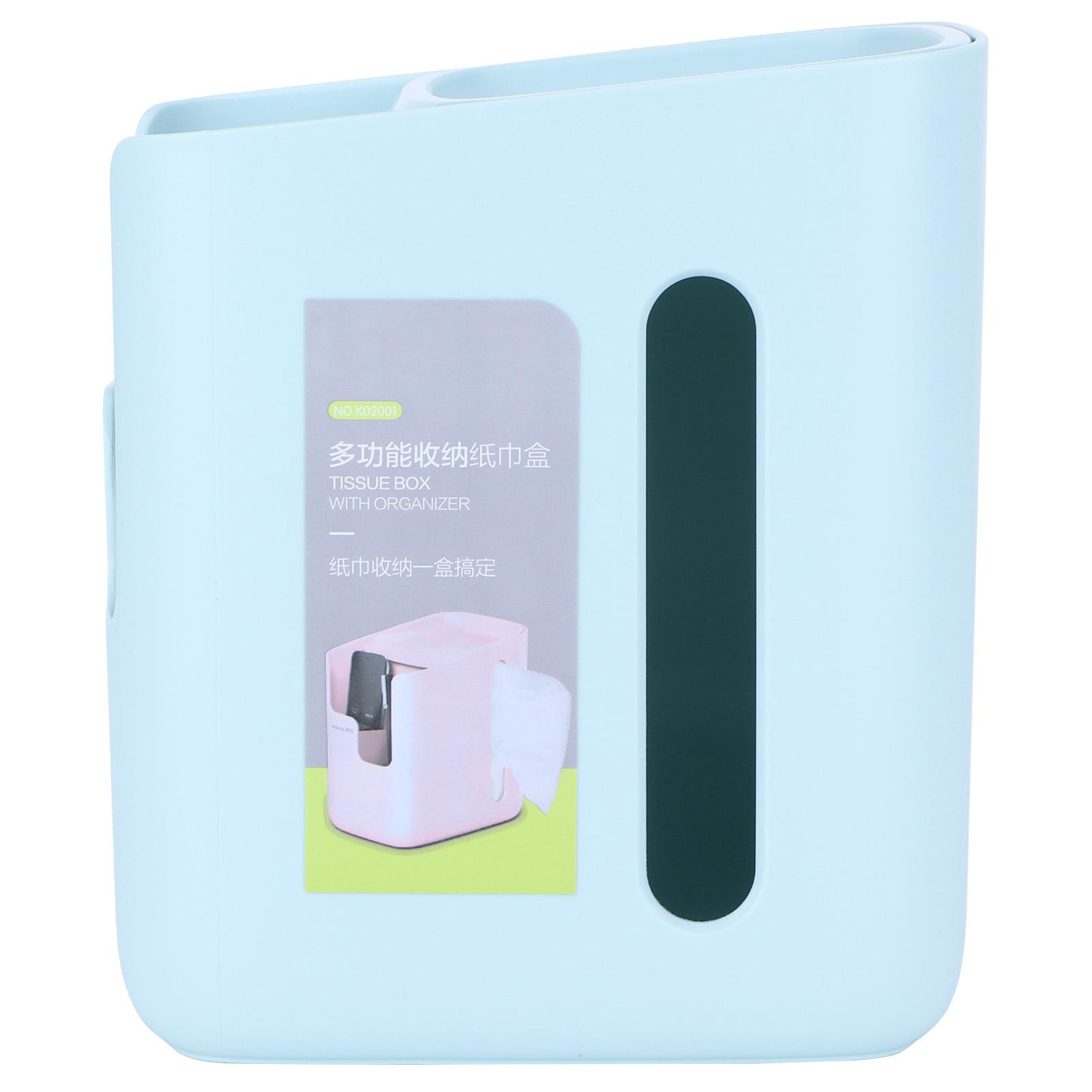

Multifunctional Tissue Box Holder Desktop Storage Box Organizer for Home Office Blue