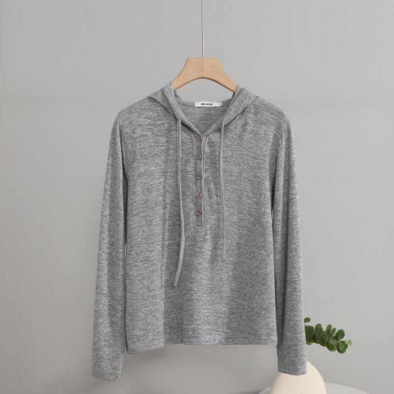 Women's Slimming High Elasticity Knitted Hoodie - Autumn/Winter Style, Warm Long Sleeve Casual Top