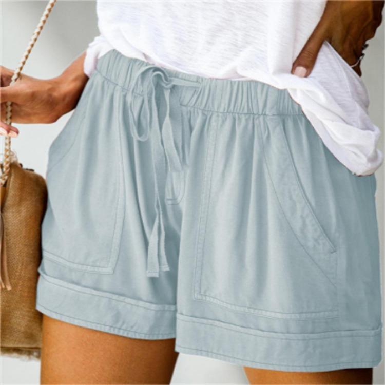 Plus Size Women's Casual Loose Shorts Pants with Elastic Waist Drawstring and Pockets