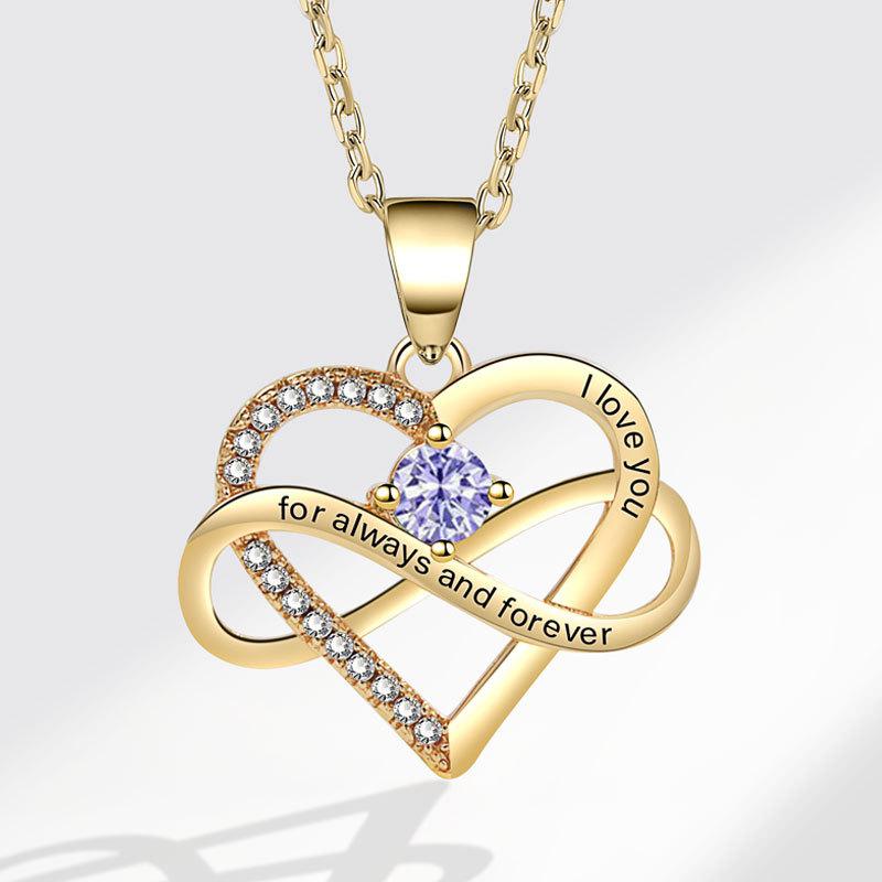 Fashionable Zircon Heart Large 8 I Love You Letter Necklace Women's Versatile Jewelry
