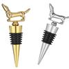 Set di 2 Tappi per Bottiglie di Vino a Forma di Cane, Accento Metallico con Anelli di Tenuta per Esposizione sul Tavolo da Pranzo e Vino Aperto