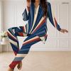 Women Plus Size Beige Star Printed Half Zip Long Sleeve Longline Top And Fitted Pants Two Piece Set