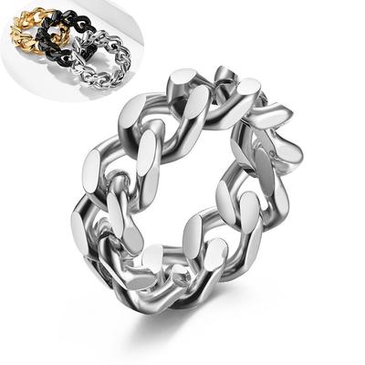 Simple Titanium Steel Chain Ring for Men's Ring Hip-hop Wear Personality Stainless Steel Jewelry Gift