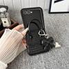 For Samsung Galaxy Z Flip7 5G Case Handbag Crocodile Texture Leather+PC Phone Cover with Bow Heart Pendant