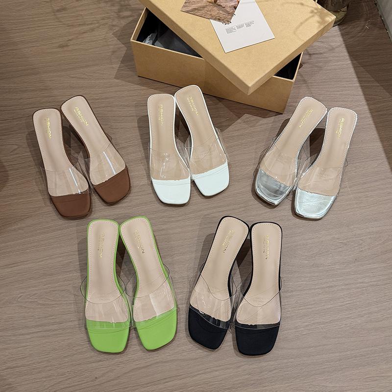 Summer Women Pumps Sandals PVC Jelly Slippers Open Toe High Heels Women Transparent Perspex Slippers Shoes Heel Clear Sandals