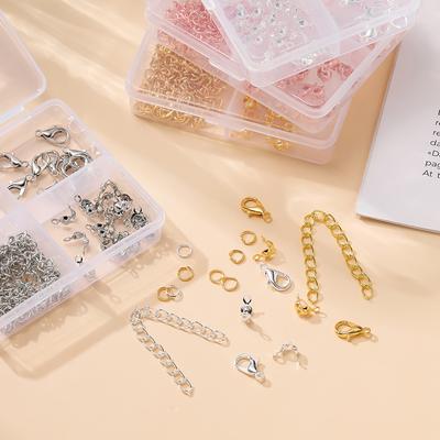 60pcs/Box Lobster Clasp Connector Clasp Crimp End Beads Extension Chain Kit for DIY Necklace Bracelet Jewelry Making Accessories