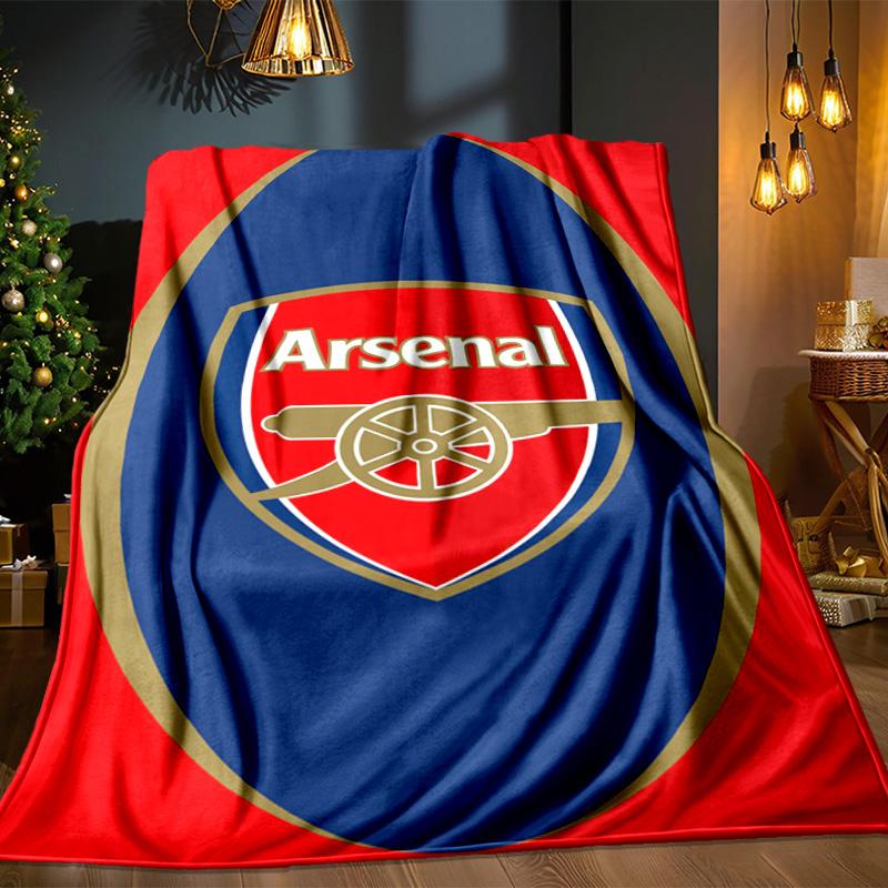 Coperta con stemma dell'Arsenal Football Club Coperta in flanella da esterno per campeggio, escursionismo, feste in giardino, essenziale per picnic, regalo per famiglia e amici
