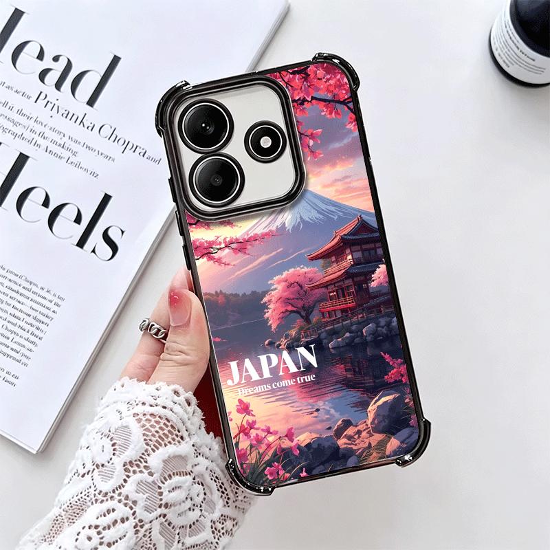 Osaka Tokyo Japan Scenery Plating Phone Case For Xiaomi Redmi Note 14 15 Pro Plus 13 12 11 11S 11T 10 9S 9 5G Anti-Fall Airabag