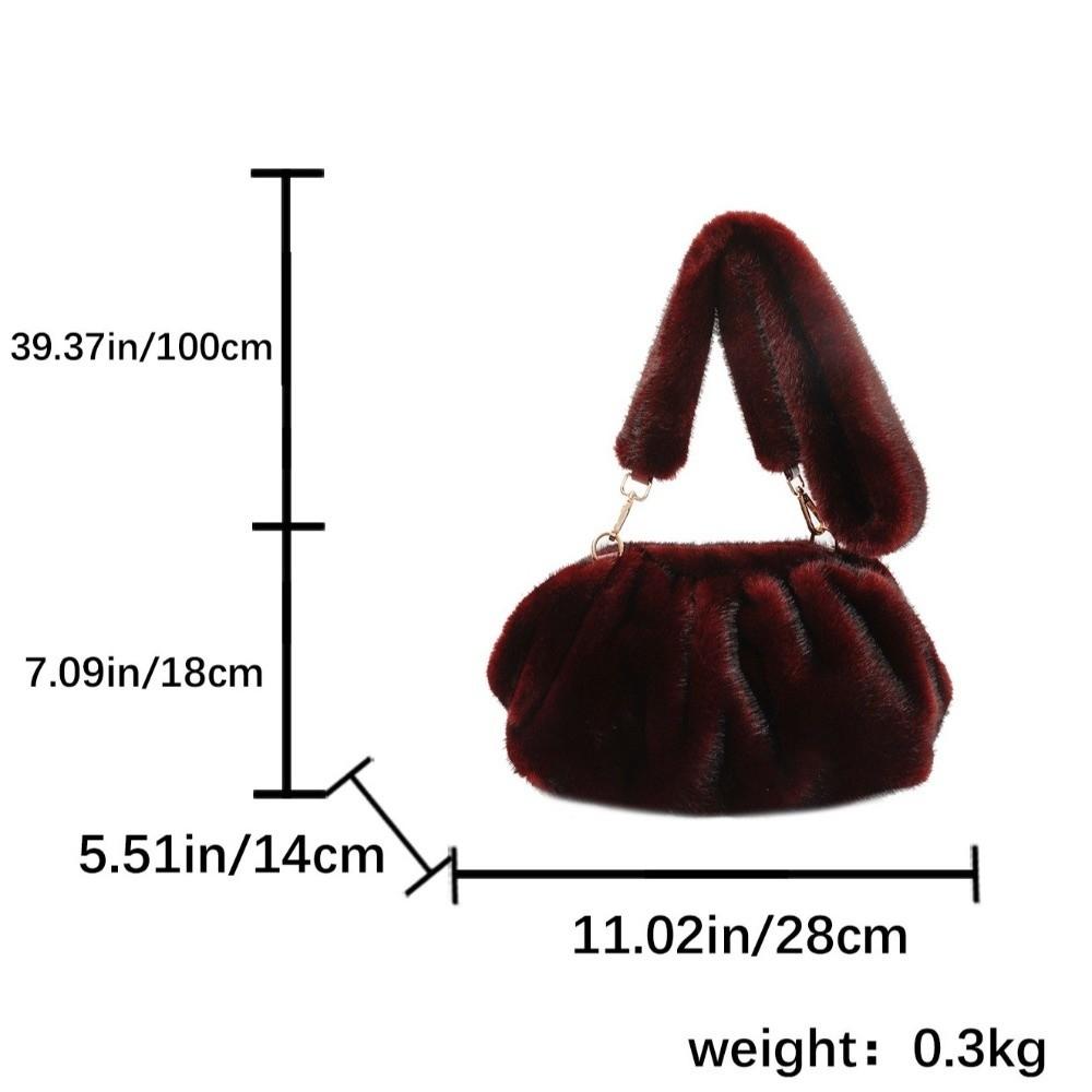 New Large Capacity Crossbody Bag Wrinkle Relaxed Texture Mink Fur Shoulder Bag Solid Color Ladies Handbags Female