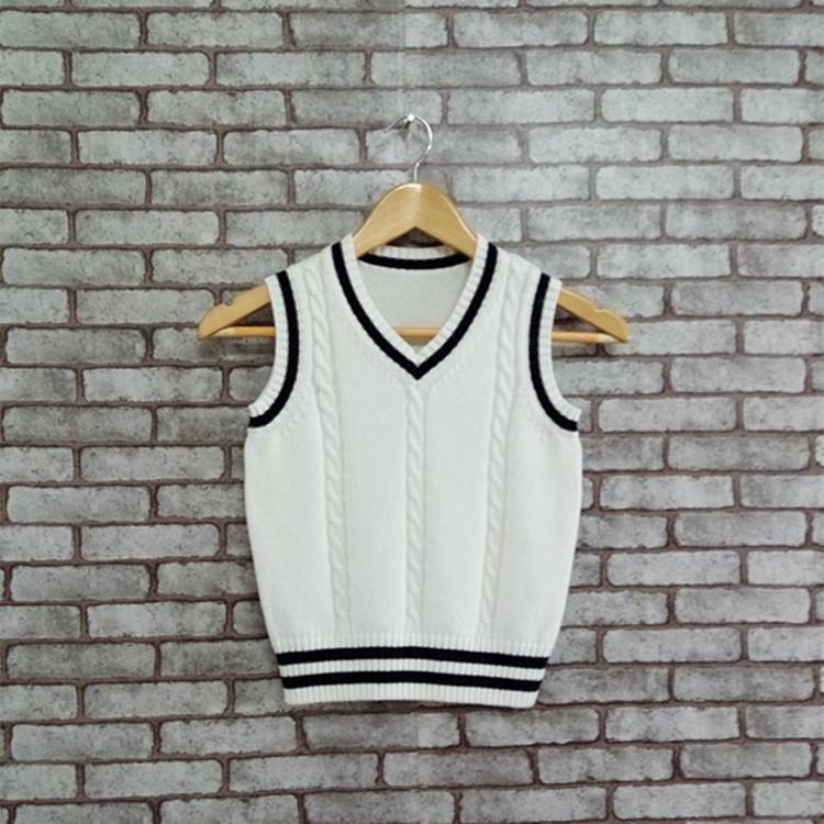 

In-Stock Children s Preppy Style Knitted Wool School Uniform Vest - Sleeveless Sweater for Boys and Girls 110 cm
