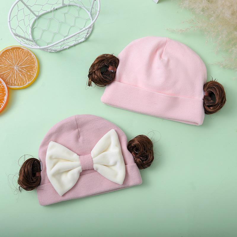 Infant Bow Warm Pullover Cotton Hat for Newborn Girls
