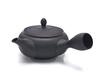 Y4063 Tokoname ware flat-type black teapot with reddish-brown glaze, 360cc capacity, made in Japan.