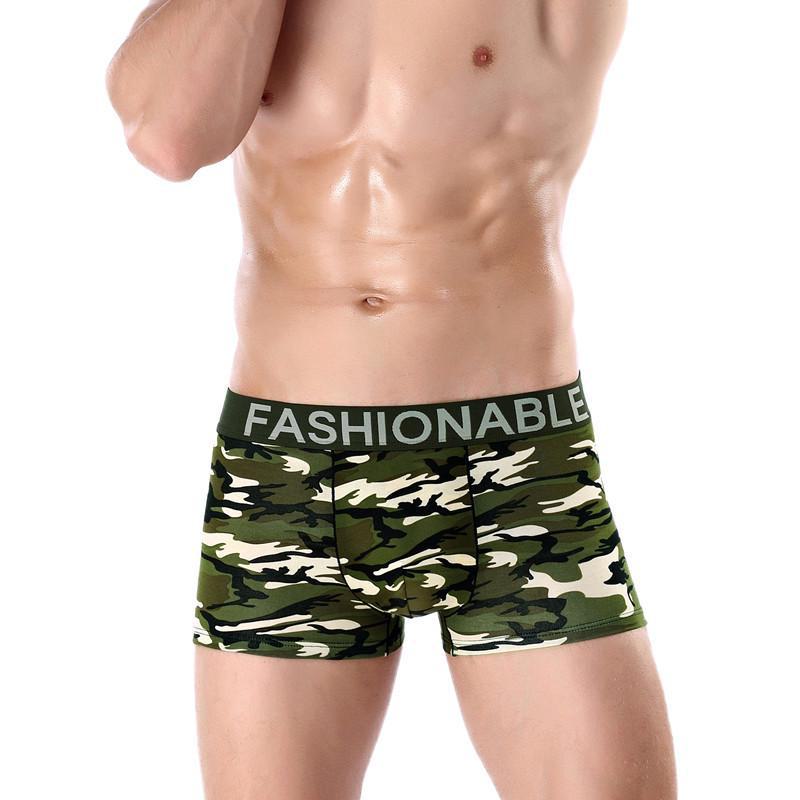 Men's Camouflage Cotton Boxer Briefs - Trendy, Breathable Military Style