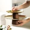 Stainless Steel High Foot Tray Wooden Base Fruit Display Plate New Dessert Plate  Home Decoration