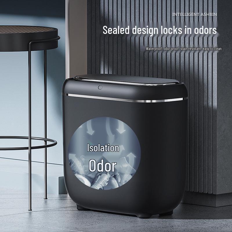 Crevice Smart Induction Trash Can: Multi-Scene, Low-Noise, Slow-Close, Waterproof, Odor-Proof Trash Bin.