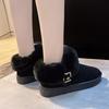 Fashion Buckle Decor Faux Fur Snow Boots Women Winter Warm Thicken Plush Ankle Boots Woman Thick Sole Anti Slip Platform Cotton Boots