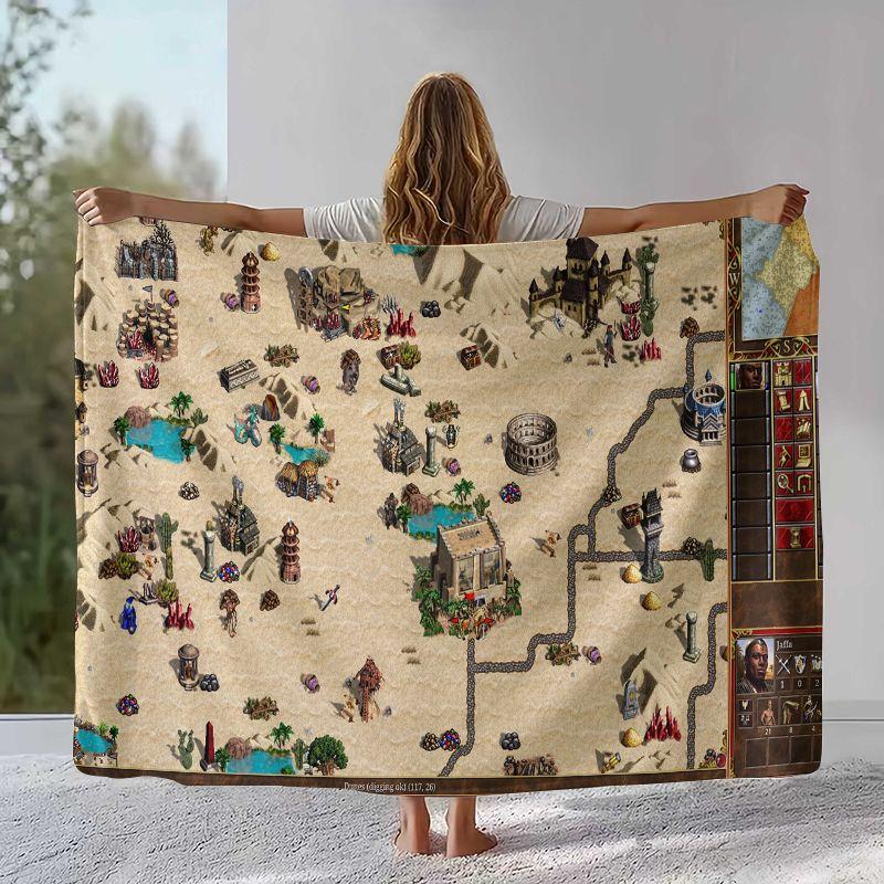 Classic Game Heroes of Might and Magic Map Flannel Blanket,Soft Plush Throw for Home Bedroom Bed Sofa Cover Camping Picnic gift
