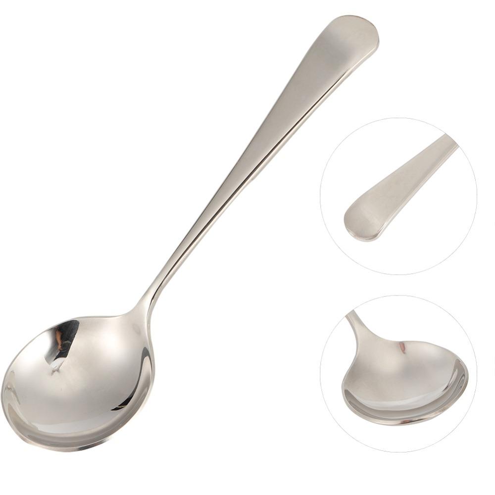 5Pcs Rustless Steel Dessert Spoon Thickened Serving Spoon Easy Clean Soup Ladle Ice Cream Tasting