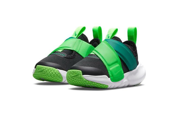 Nike Flex Advance Slip Resistant, Abrasion Resistant, Breathable Low Top Running Shoes Black Green Infant And Toddler CZ0188-004