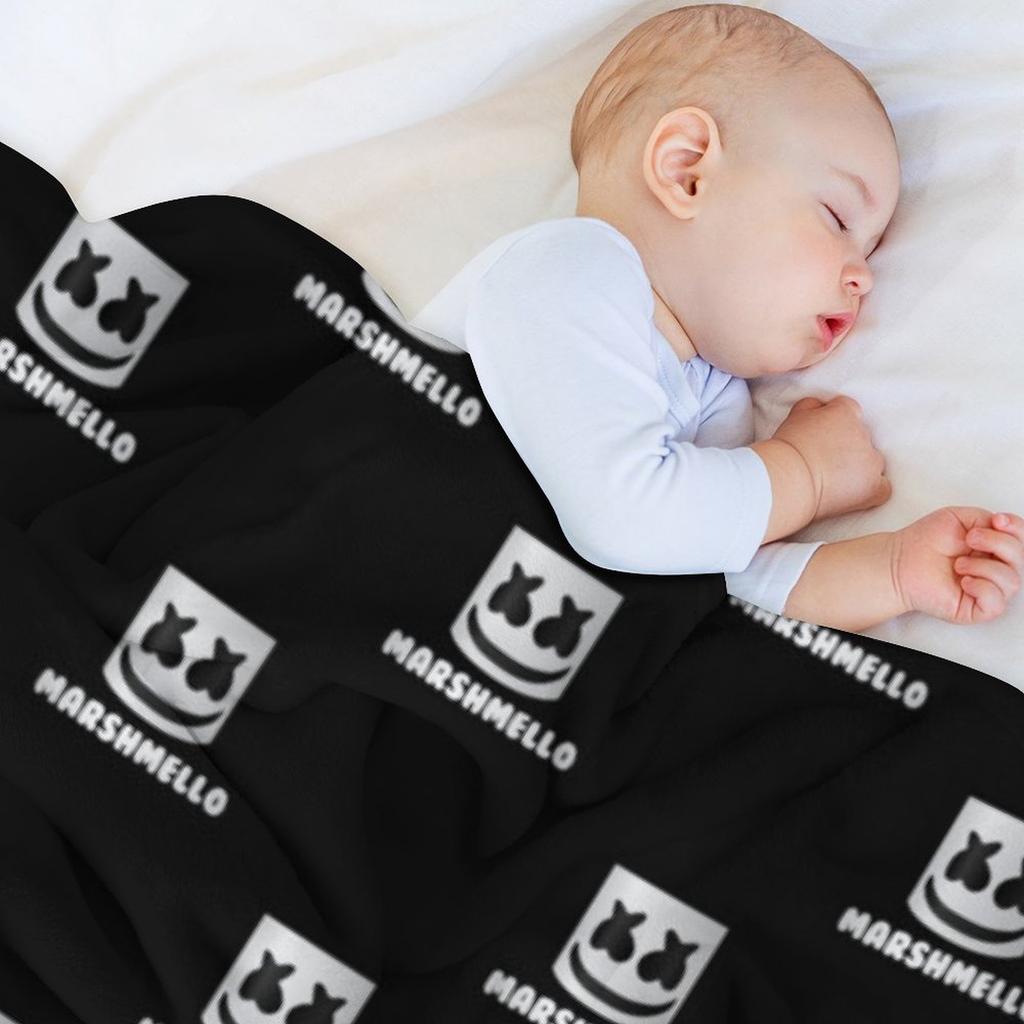 DJ Marshmello logo Throw Blanket Baby For Decorative Sofa christmas decoration Polar Blankets