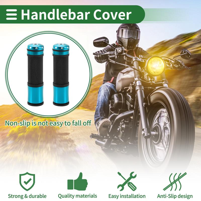 Motoforti Universal Motorcycle Hand Grips Cover Rubber Aluminum Alloy Handlebar Grips for Motorcycle Scooter Bicycle ATV 1 Pair
