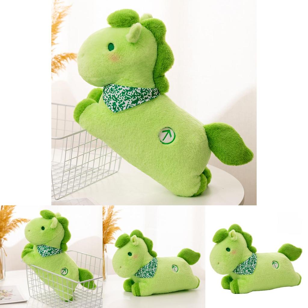 Green Horse Plush Toy With Mosaic Scarf Decor For Kids Bedroom Decor Gift For Children