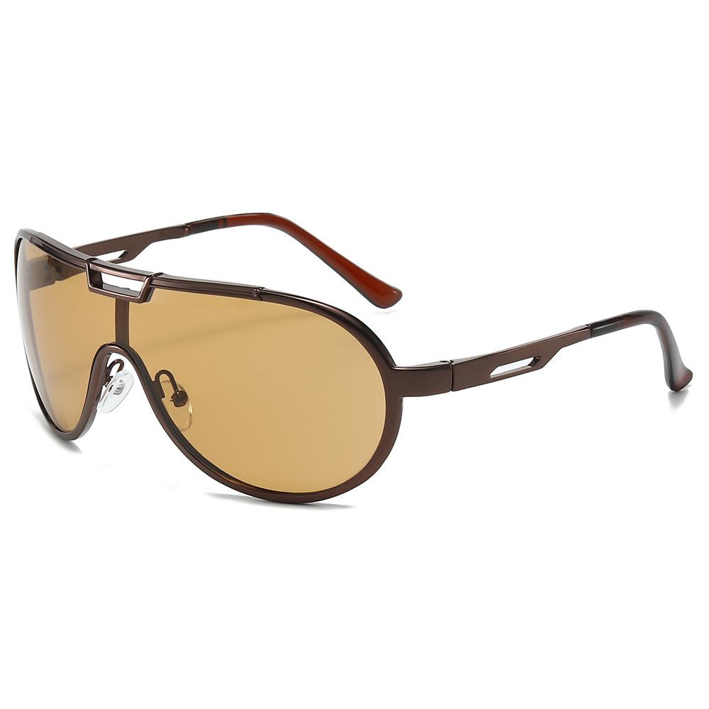 Hot Selling Wholesale Double Bridge Large Frame Retro Frog Shades Women Uv400 Vintage Glod Frame One Piece pilot Sunglasses Men pilot sunglasses