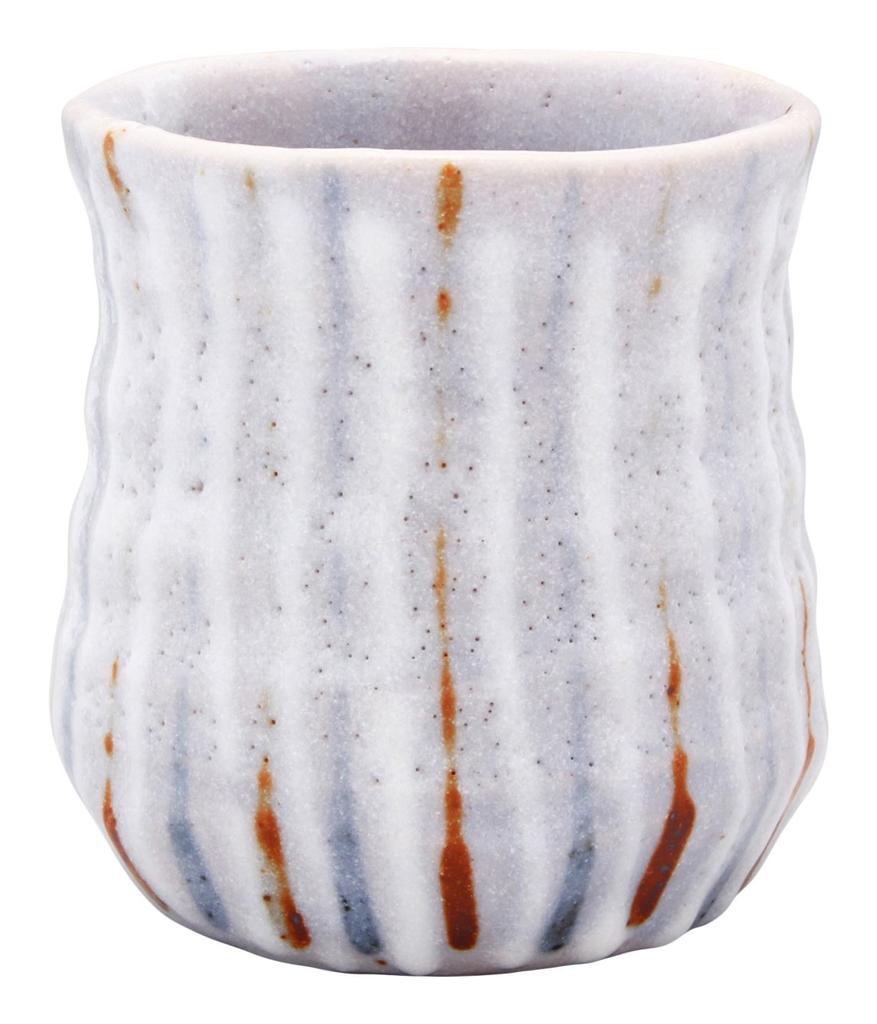 Mino ware teacup by Mitsuo Kato, large, 240ml capacity, approximately 7.7cm diameter x 8.6cm height, Aoshino Tokusa pattern, Made in Japan, 553-0001