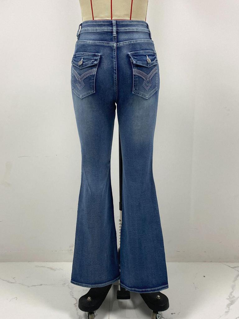 Jeans a zampa elasticizzati rétro piccanti europei e americani 2025 per donna
