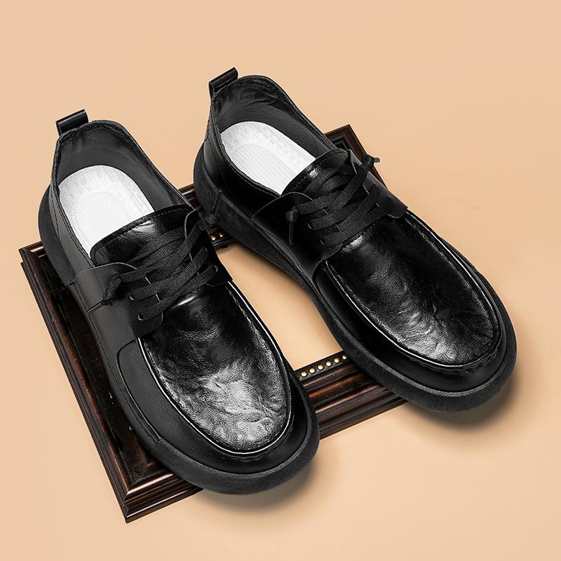 Formal Men's Shoes Genuine Leather Spring Business and Leisure Leather Shoes New Trend Versatile Thick Soled Shoes for Men