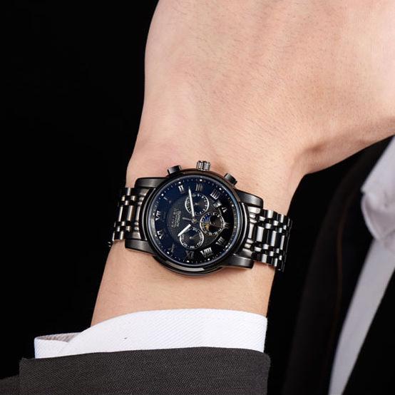 SOLLEN Solon Men's Automatic Scratch-Resistant Steel Band Watch - Fashion Business Design