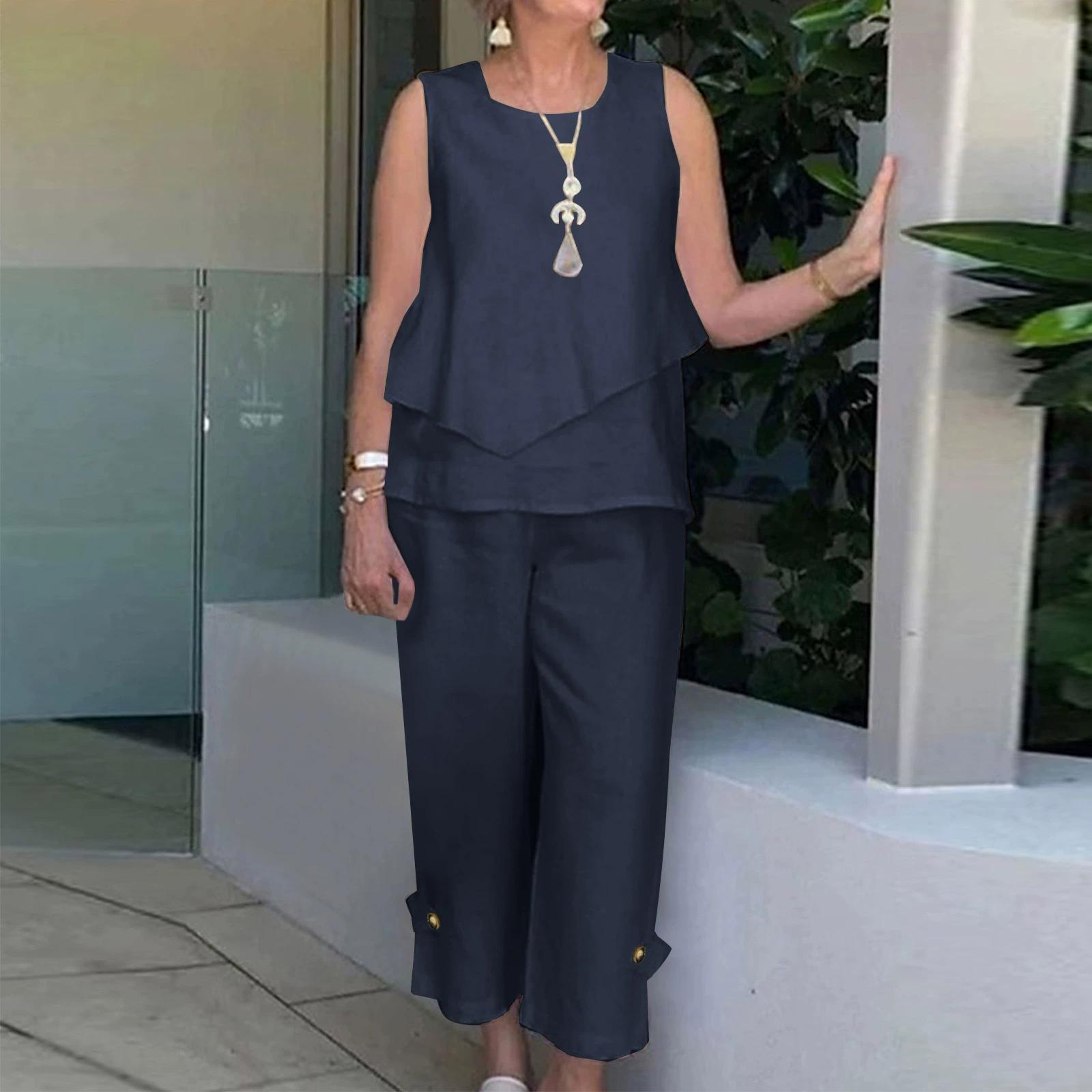 

Женская блузка и брюки, летний комплект из двух предметов с брюками XXL