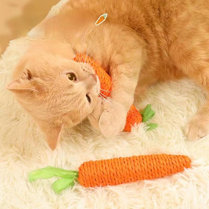 Carrot Cat Toys Pet Toys Durable Paper Rope Woven Puppy Chew Toys designed for Cats Molar Washing Teeth Pet Supplies Cat Accessories