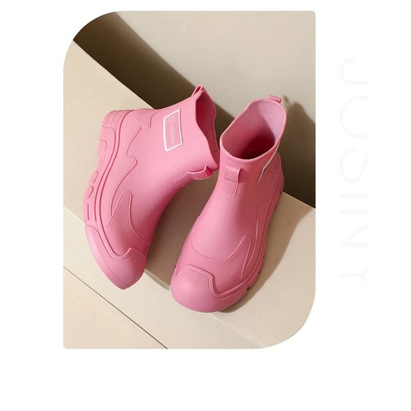 Couple Fashion Trend Outdoor Waterproof Anti Slip Wear Resistant Short Tube Rain Shoes