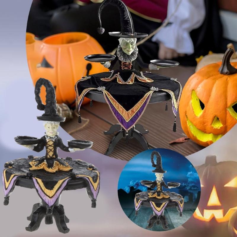Halloween Witch Display Stand Tray Witch Bowl Holder Resin Witch Tabletop Server Stroage Rack Witch Decorations