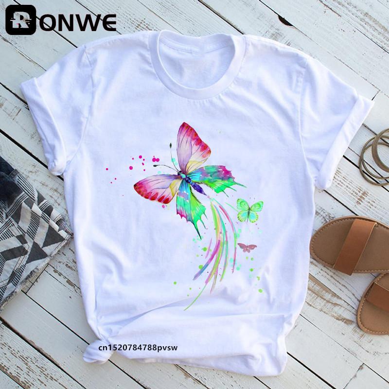 Woman Butterfly Tree 3D Print Harajuku Summer Tshirts Casual Round Neck Short Slee Top T- Shirt